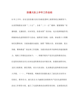 防暴大队上半年工作总结