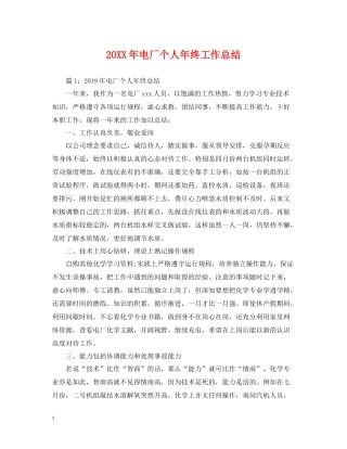 电厂个人年终工作总结