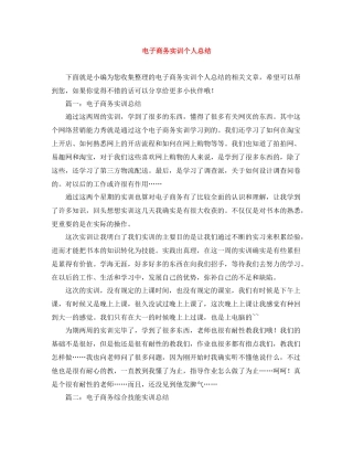电子商务实训个人总结