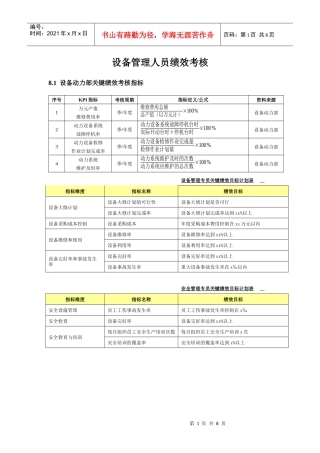 设备管理绩效全案