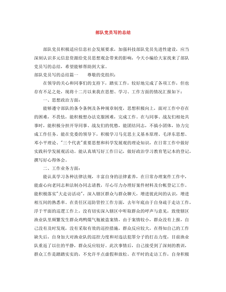 部队党员写的总结_第1页