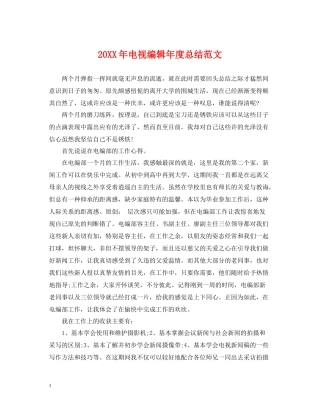 电视编辑年度总结范文2