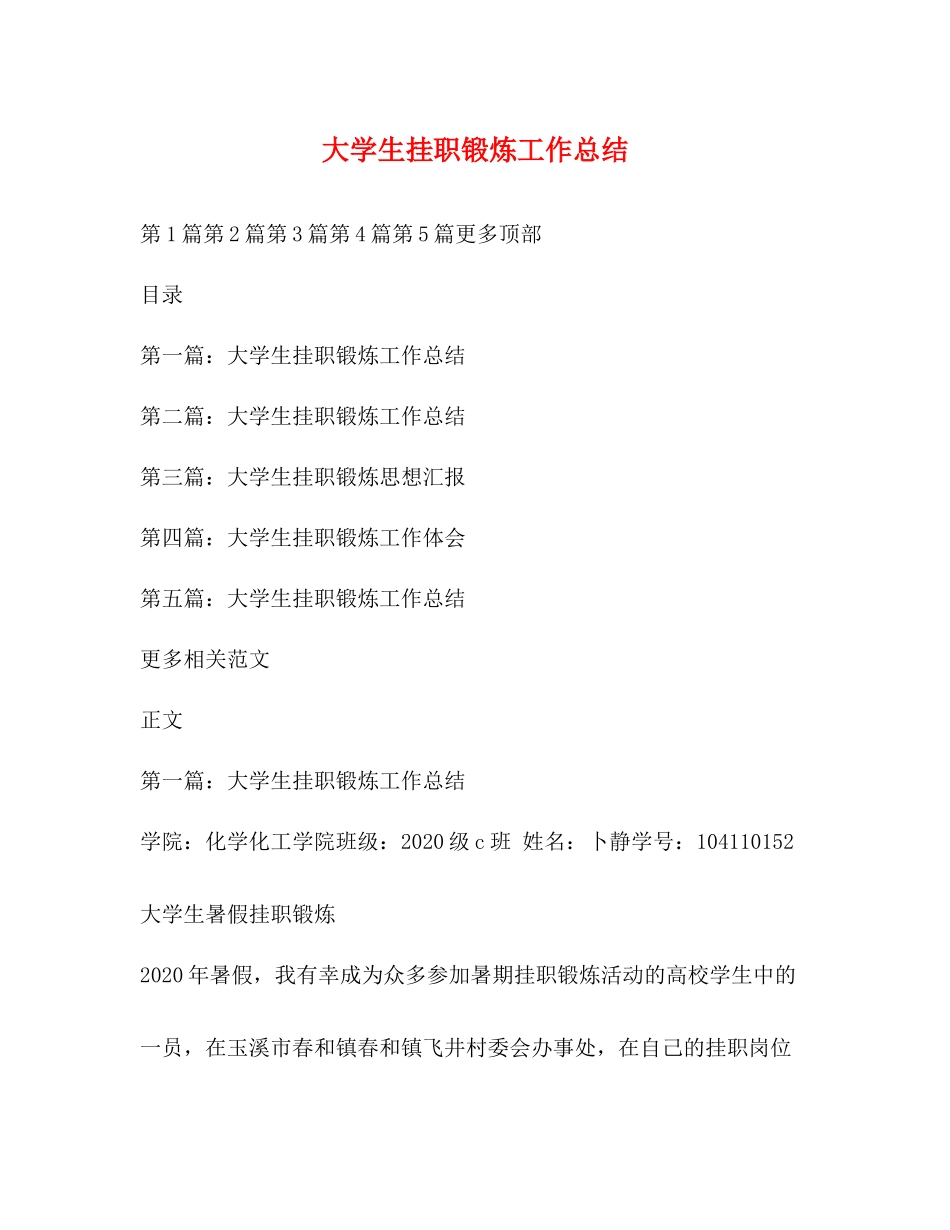 大学生挂职锻炼工作总结2_第1页