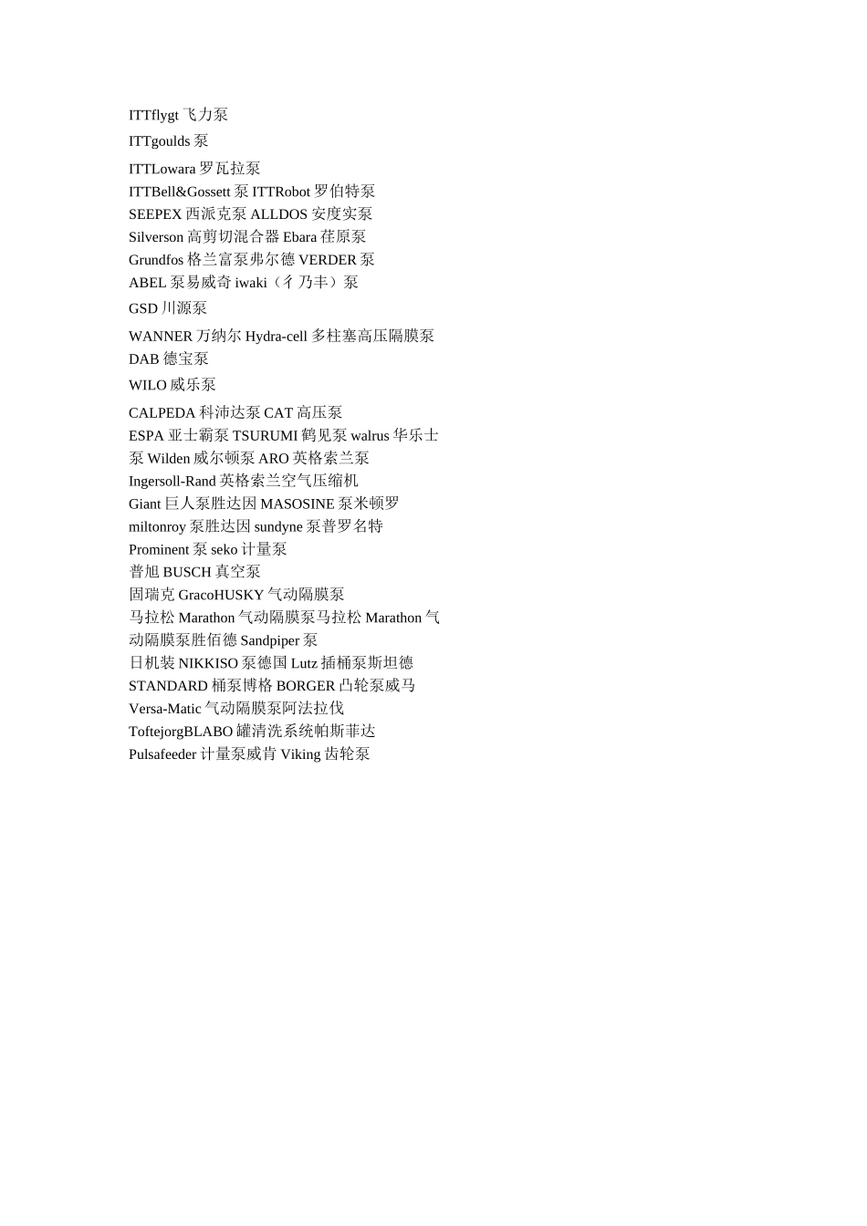 进口泵品牌大全_第1页