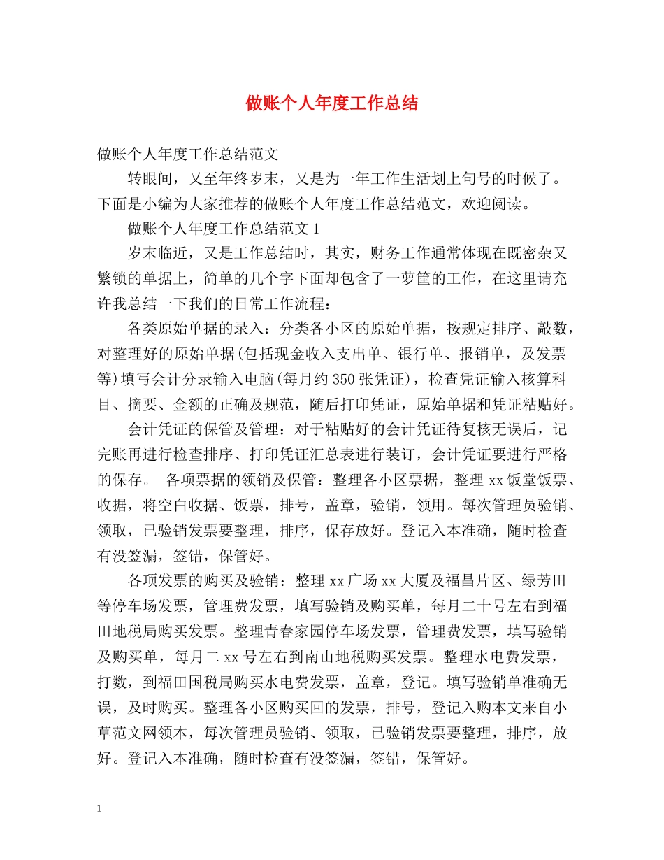 做账个人年度工作总结 _第1页