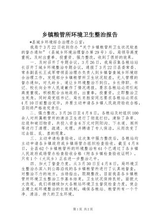 乡镇粮管所环境卫生整治报告
