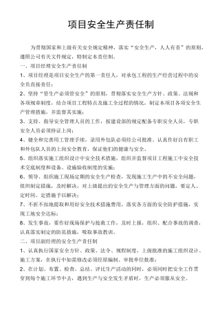 项目部安全生产责任制