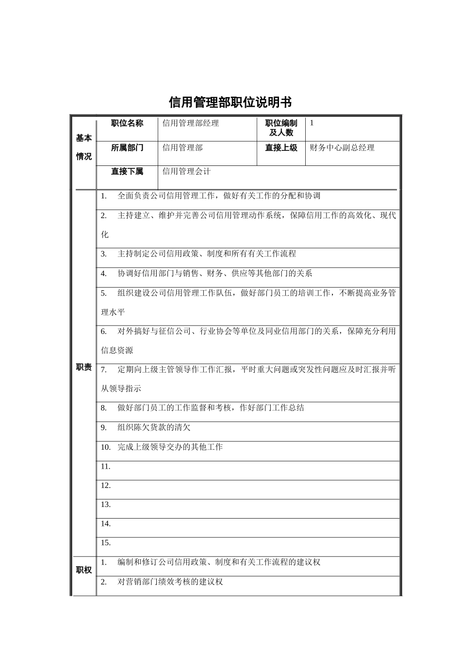 信用管理部职位说明书_第1页