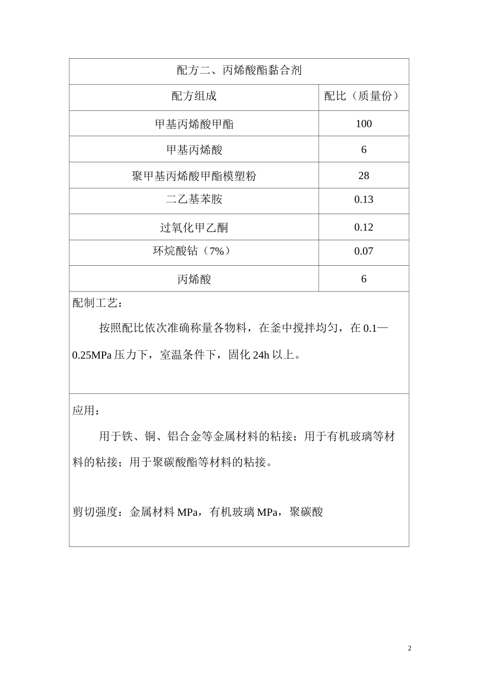 丙烯酸树脂胶粘剂配方10例.._第2页