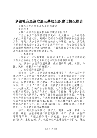 乡镇社会经济发展及基层组织建设情况报告