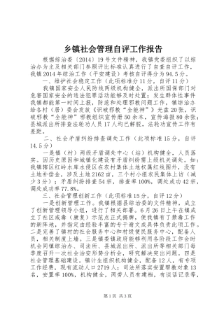 乡镇社会管理自评工作报告