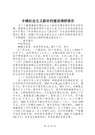乡镇社会主义新农村建设调研报告 (13)