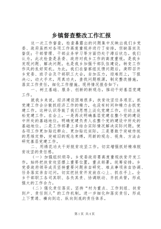乡镇督查整改工作汇报