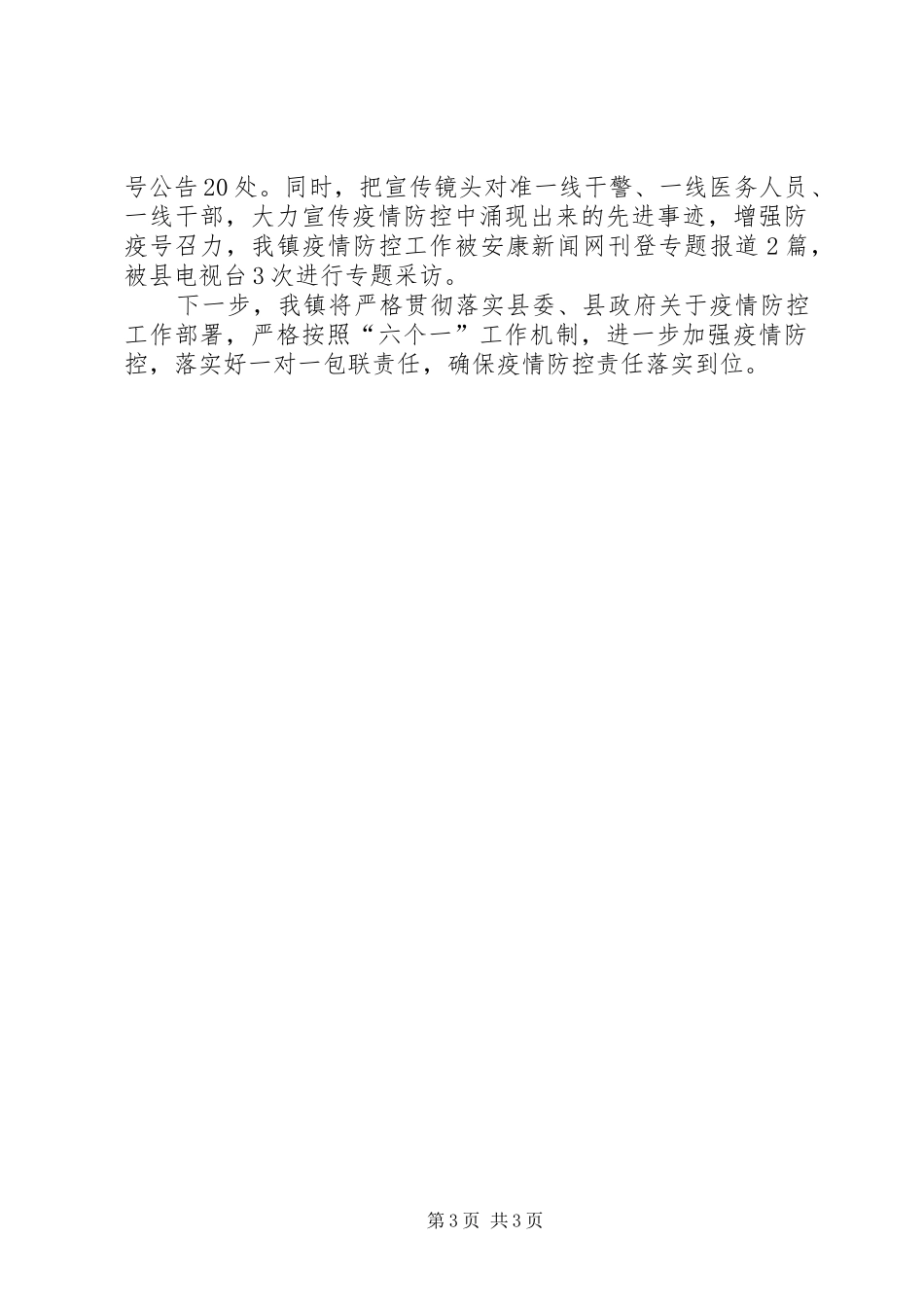 乡镇疫情防控进展情况工作汇报_第3页