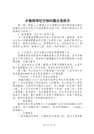 乡镇清理吃空饷问题自查报告