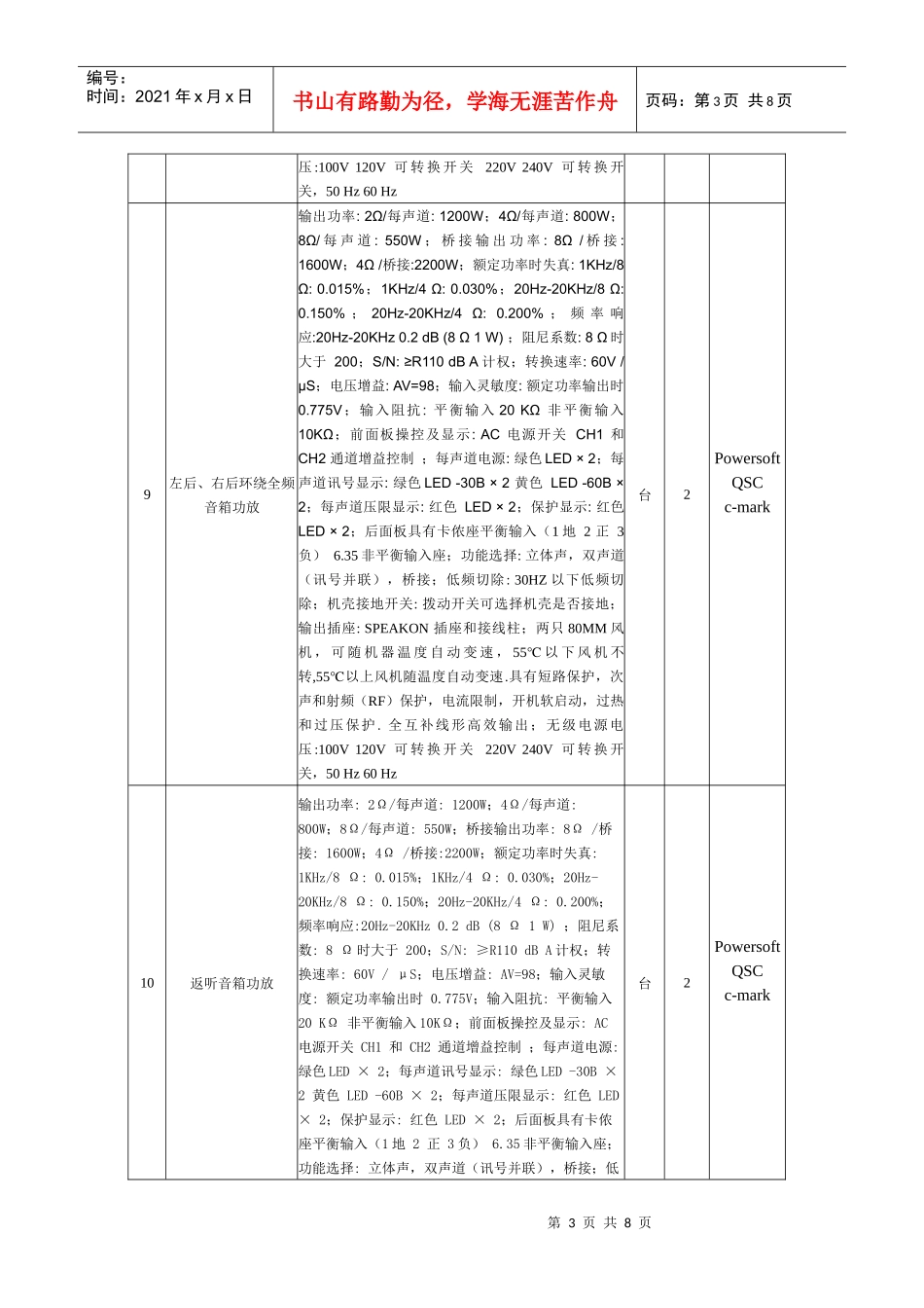 专业音响 - C-MARK 礼堂模拟音响设备标底_第3页