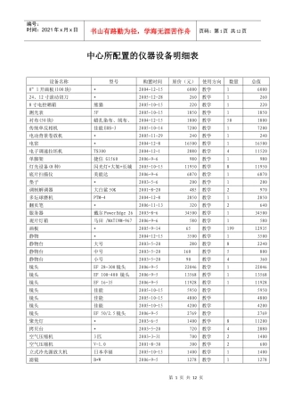 中心所配置的仪器设备明细表