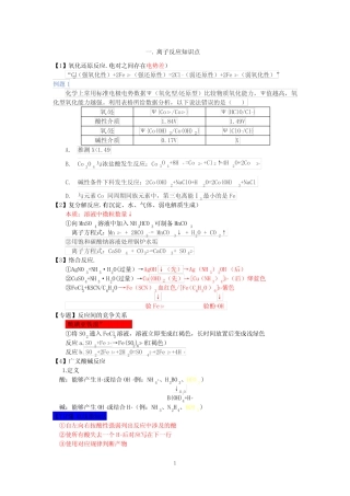 2023届高三化学一轮复习+离子反应专题讲义