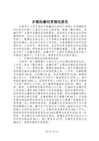 乡镇治庸问责情况报告