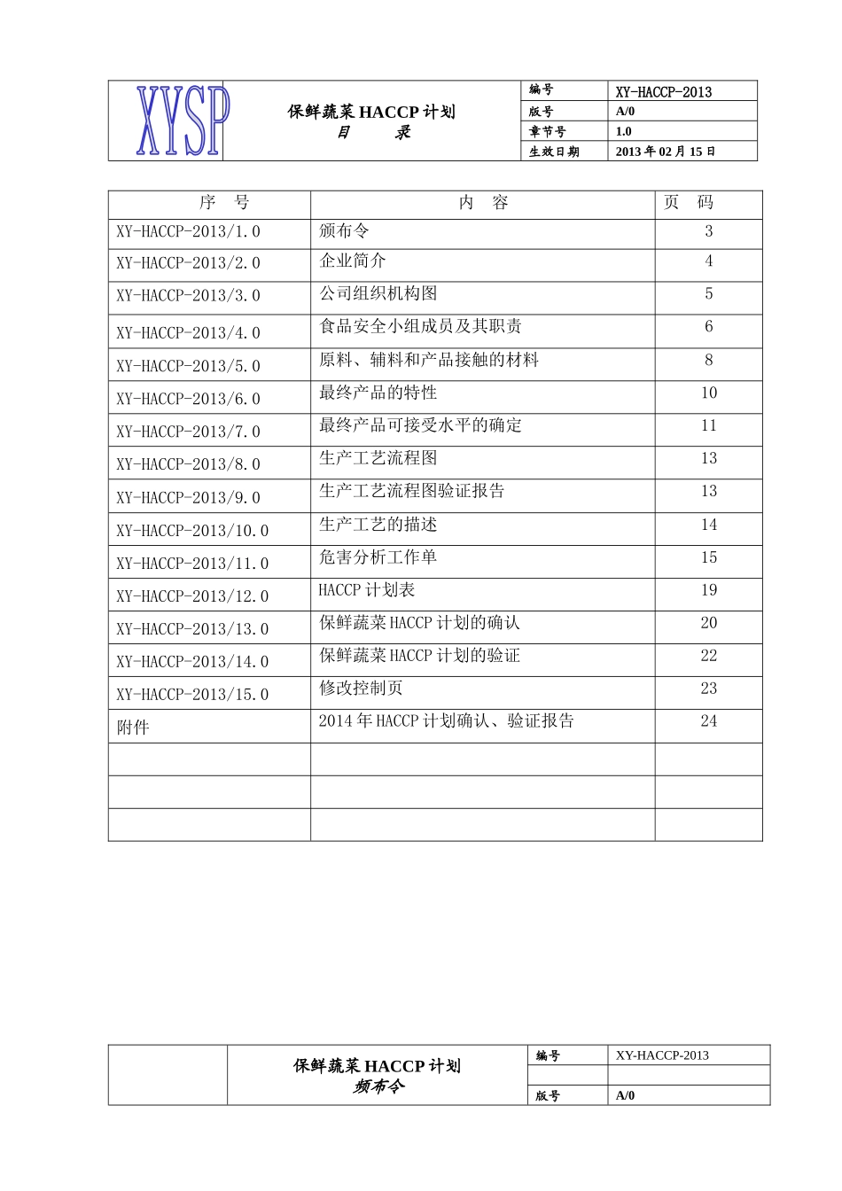 信元食品公司保鲜蔬菜HACCP计划书DOC_第2页