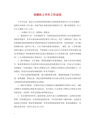 侦察队上半年工作总结 