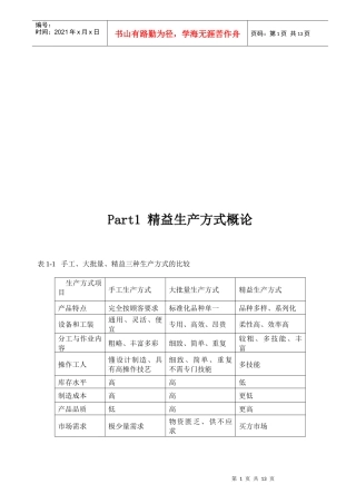精益生产方式概述
