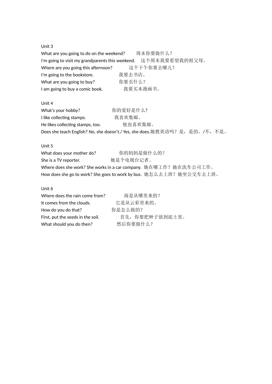 PEP小学英语六年级上册四会单词和句子(2)_第2页