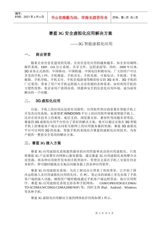 赛蓝3G安全虚拟化应用解决方案