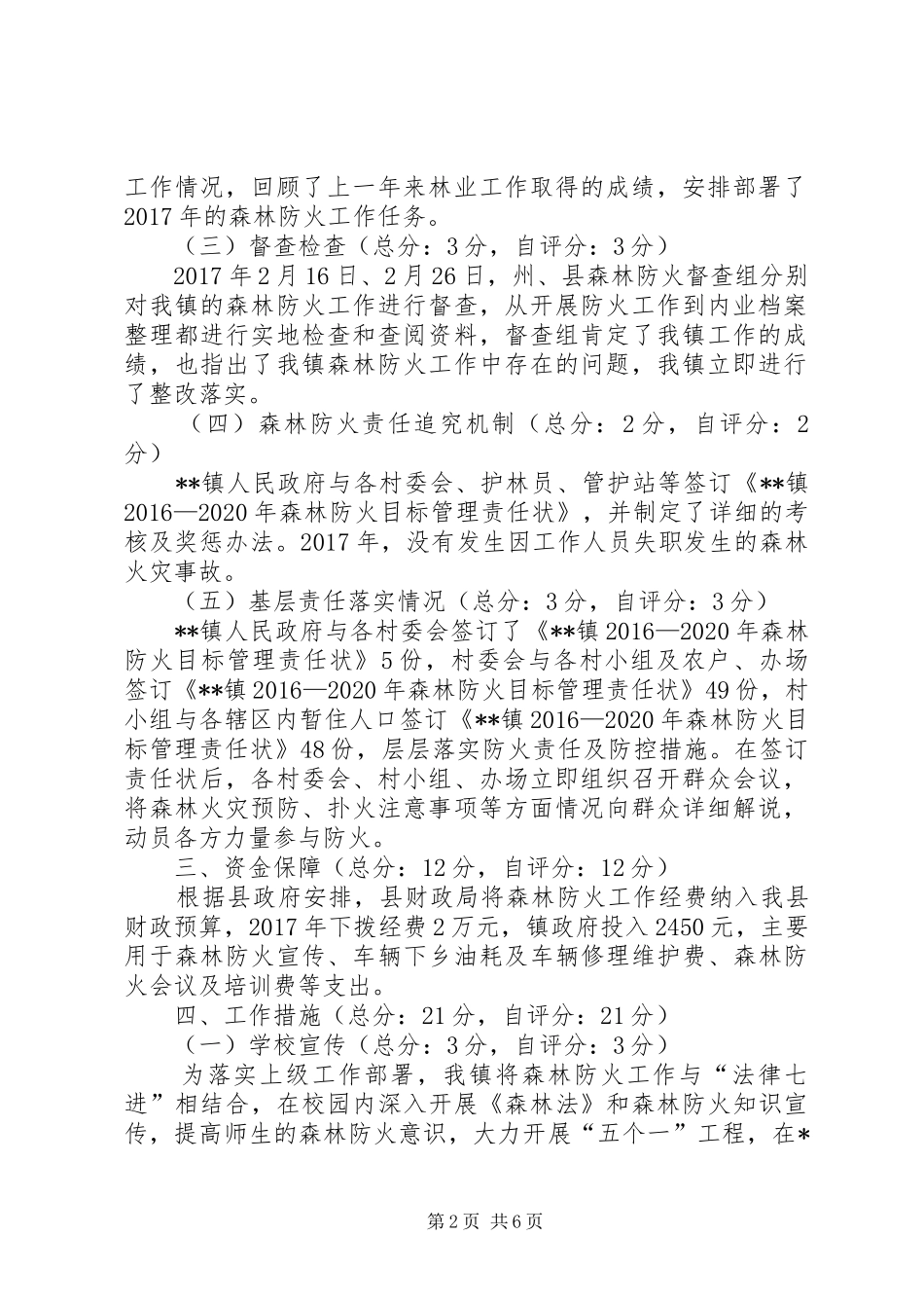 乡镇森林防火目标管理责任自检自查报告_第2页