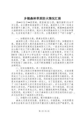 乡镇森林草原防火情况汇报