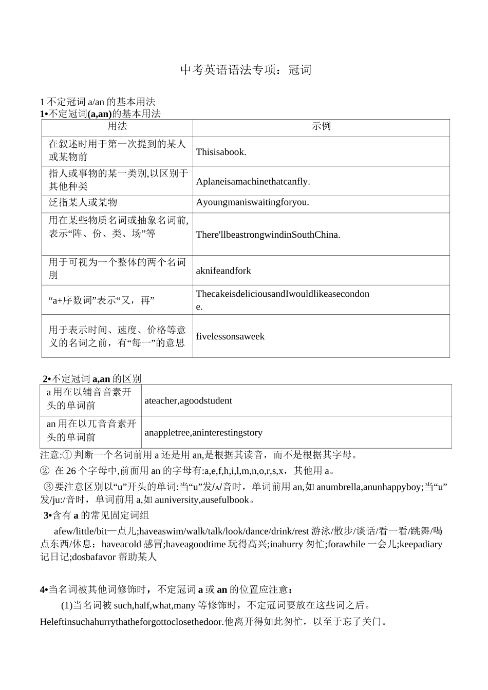 初中英语中招中考英语专项语法冠词_第1页