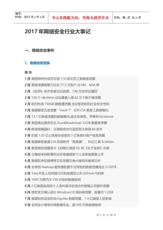 年网络安全行业大事记