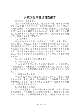 乡镇文化站建设自查报告