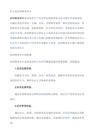 什么是农村财务审计