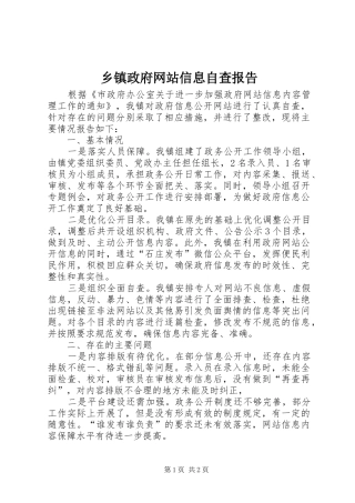 乡镇政府网站信息自查报告