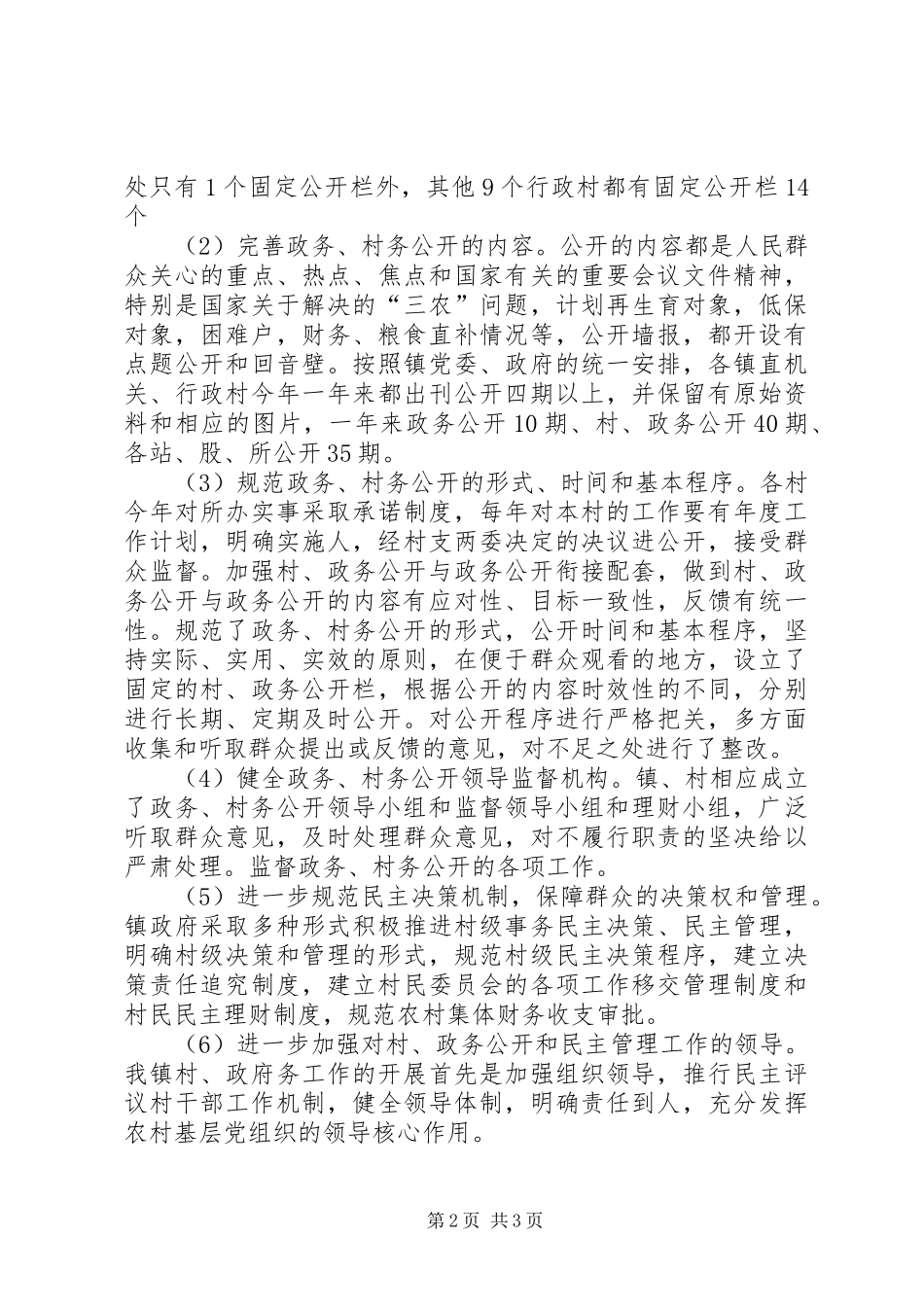 乡镇政府政务村务公开自查报告_第2页