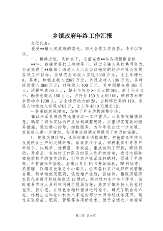 乡镇政府年终工作汇报