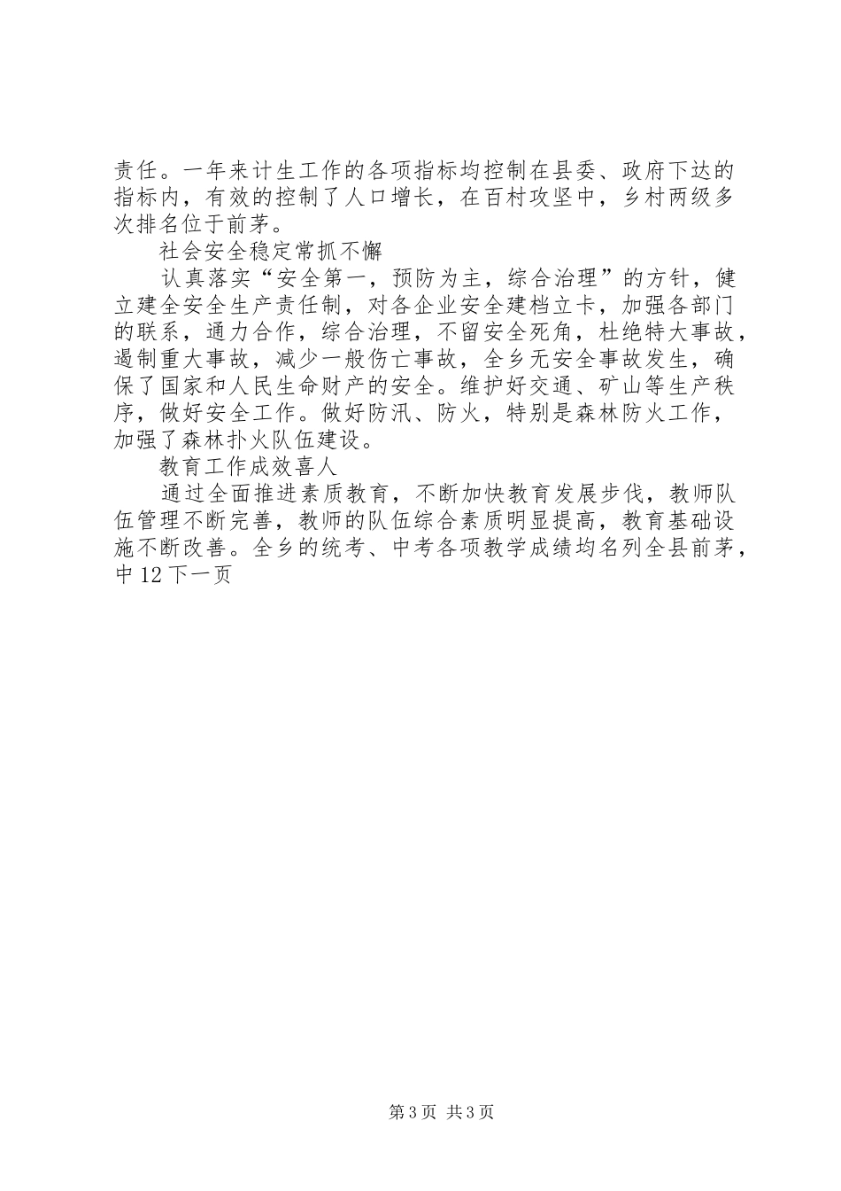 乡镇政府年度工作报告_第3页