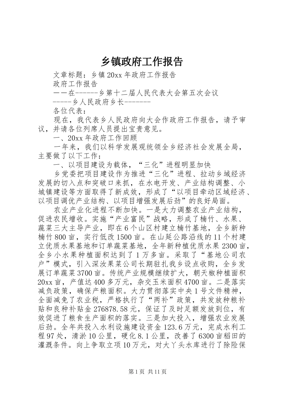 乡镇政府工作报告 (32)_第1页