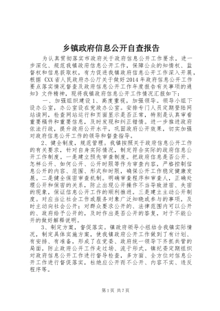 乡镇政府信息公开自查报告