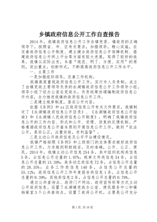 乡镇政府信息公开工作自查报告