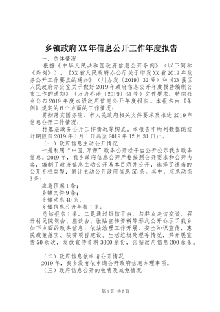 乡镇政府XX年信息公开工作年度报告