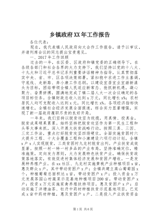 乡镇政府XX年工作报告