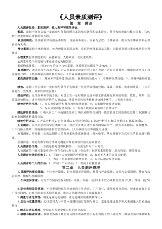 人员素质测评(自考试点专业人力资源管理)