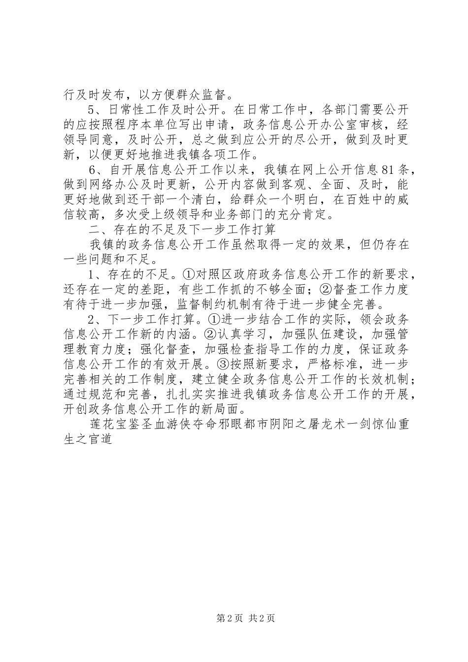 乡镇政务信息公开工作情况汇报_第2页