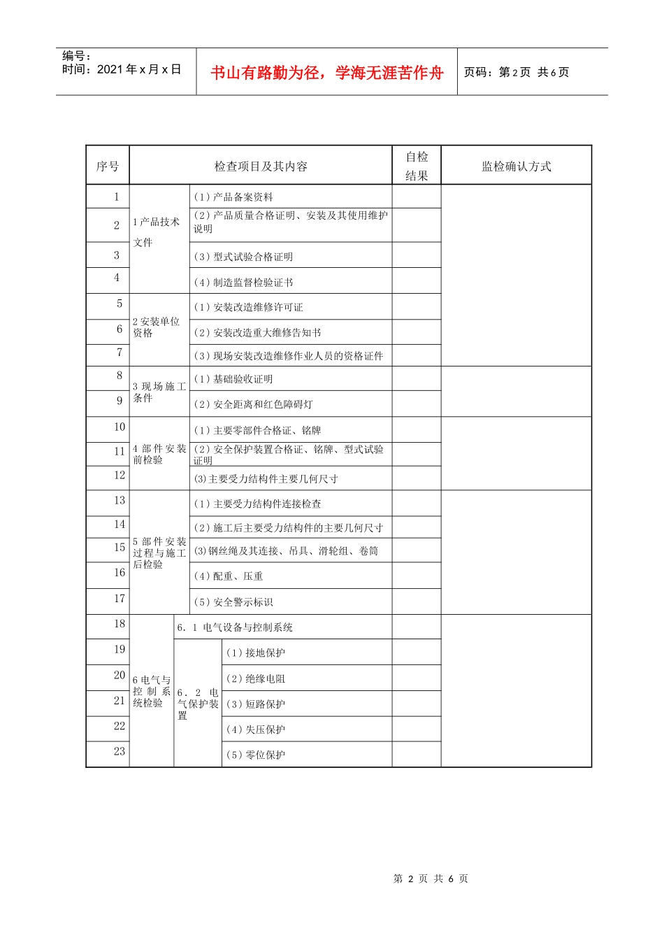 （附件3）施工升降机安装自验记录doc-大连市特种设备监_第2页