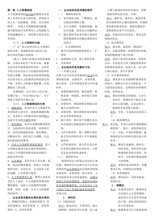 人力资源管理师(四级)复习重点__背过肯定通过 2