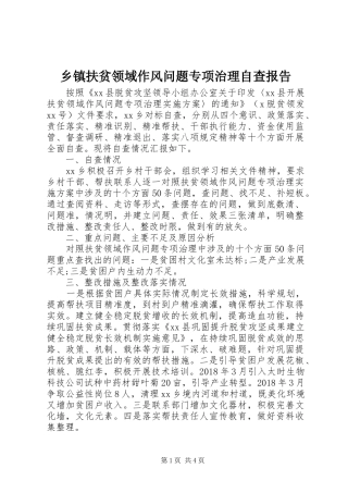 乡镇扶贫领域作风问题专项治理自查报告