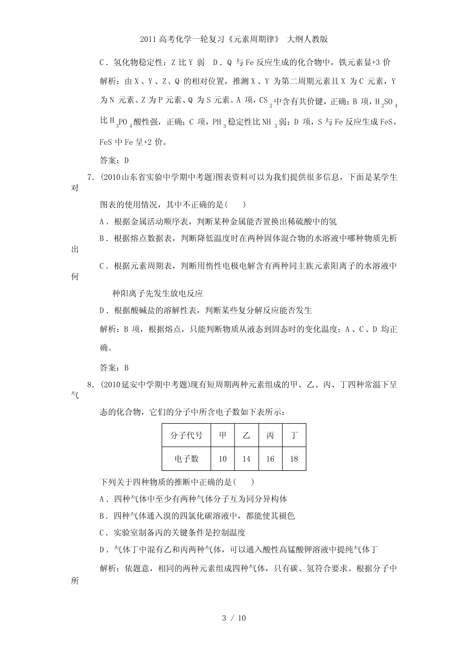 高考化学一轮复习《元素周期律》 大纲人教_第3页
