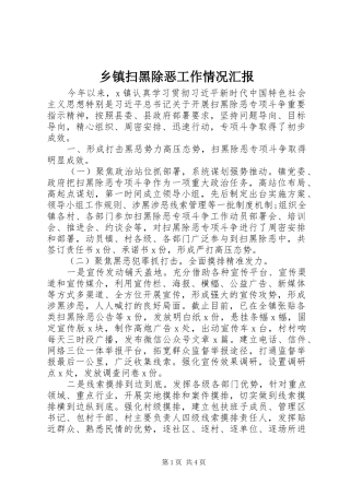 乡镇扫黑除恶工作情况汇报
